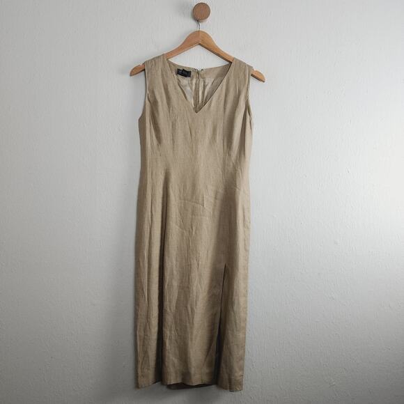 Lafayette 148 100% Linen V-Neck Sleeveless Sheath Dress - Picture 1 of 11